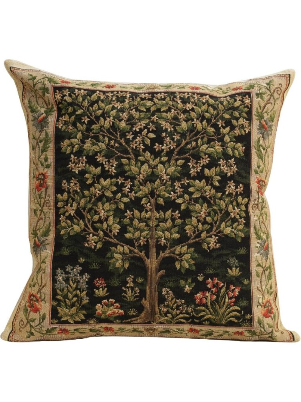 Tree of Life Tapestry Throw Pillow Cover - Beige, 18x18 in, Cozy Home Decor